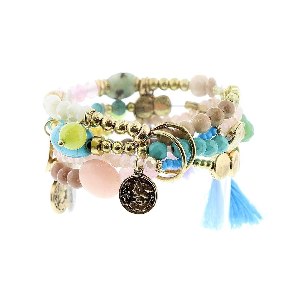PULSERA 4 TIRAS CUENTAS