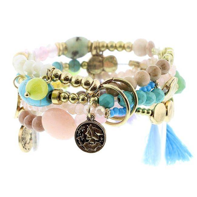 BRACELET 4 STRAPS BEADS