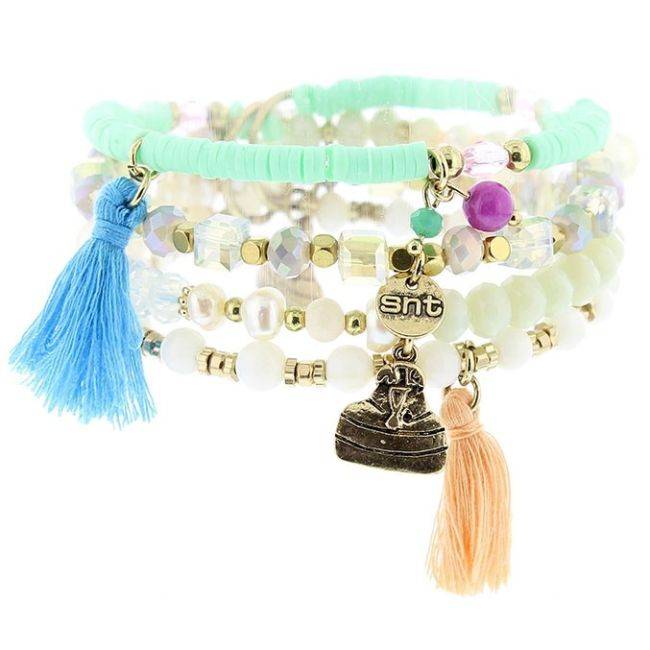 PULSERA 4 TIRAS CUENTAS