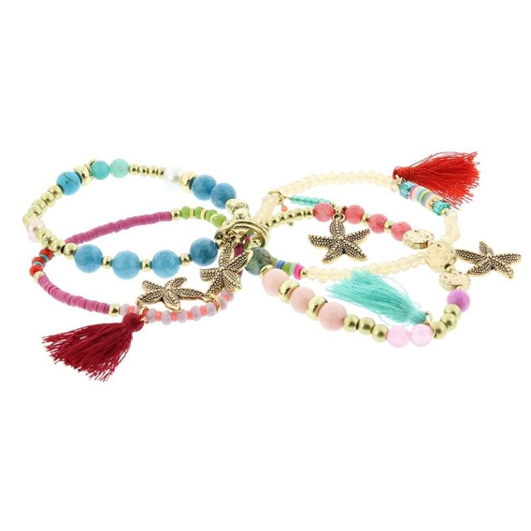 BRACELET 4 STRAPS BEADS