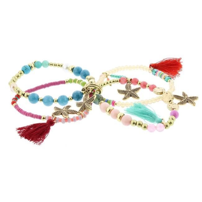 BRACELET 4 STRAPS BEADS