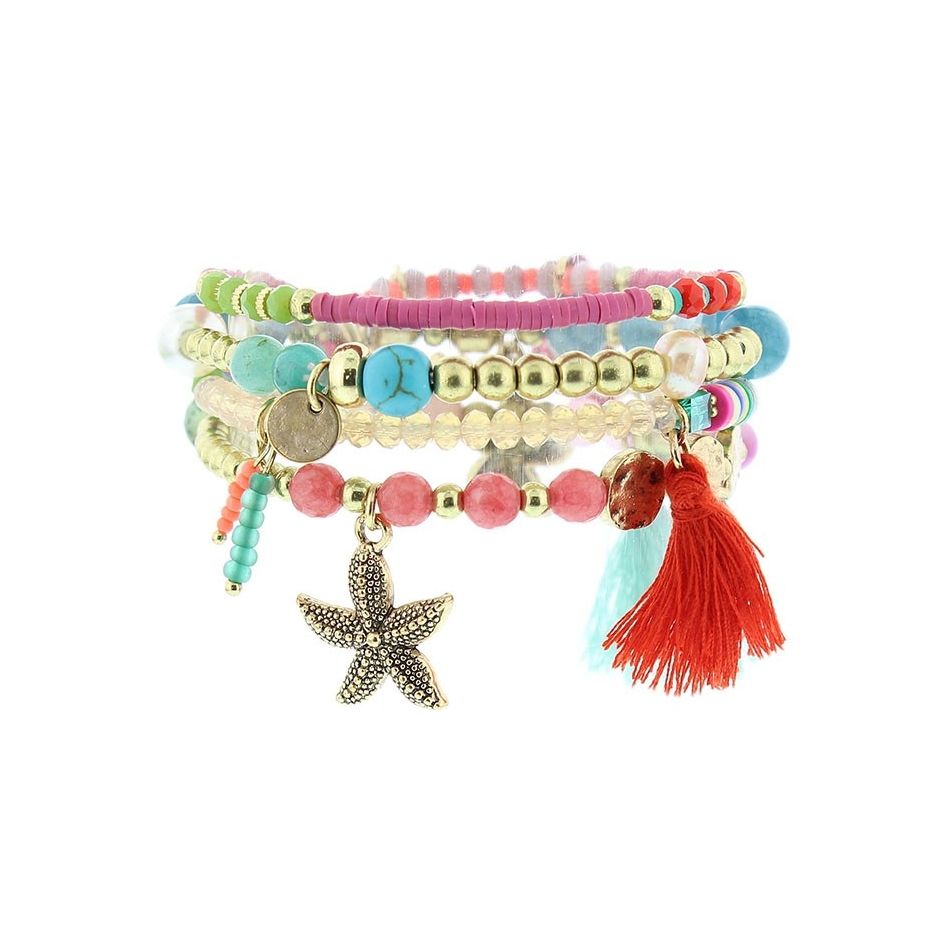 BRACELET 4 STRAPS BEADS