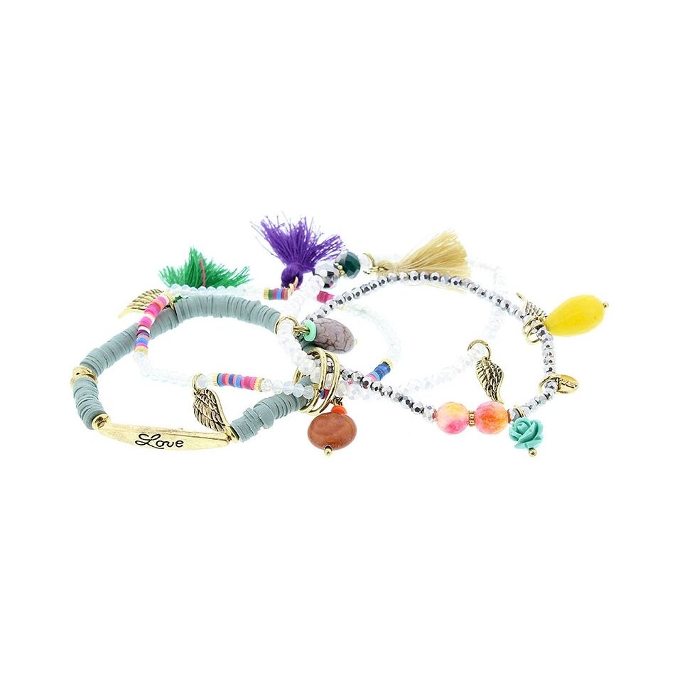 BRACELET 4 STRAPS BEADS