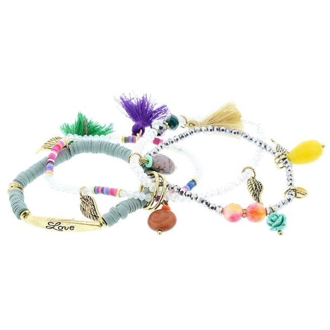 PULSERA 4 TIRAS CUENTAS
