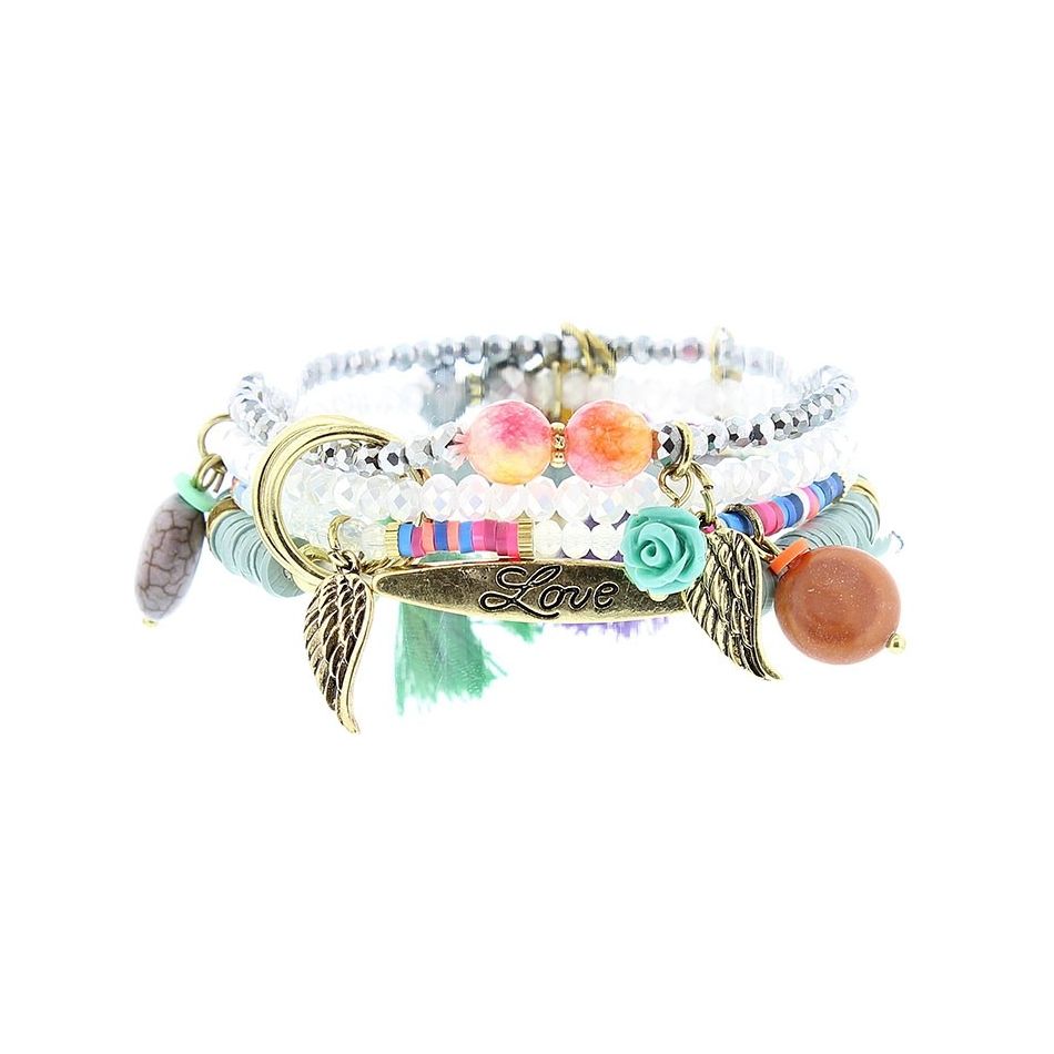 BRACELET 4 STRAPS BEADS