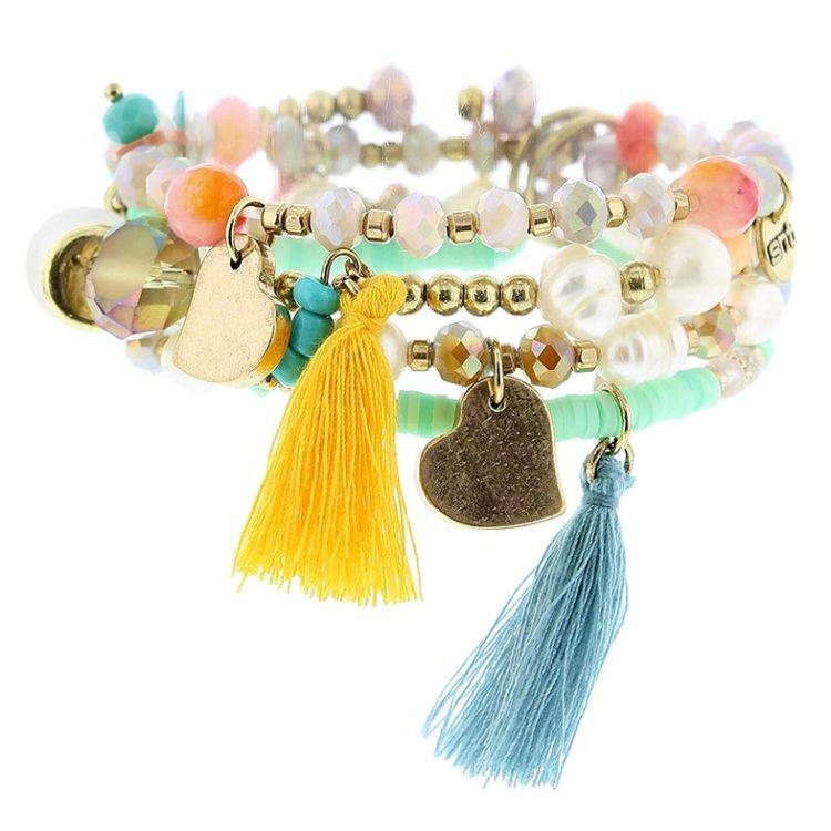 BRACELET 4 STRAPS BEADS 2