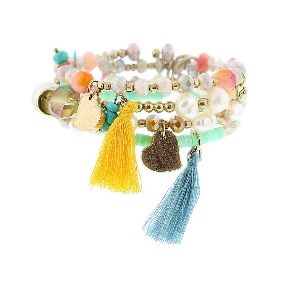 BRACELET 4 STRAPS BEADS