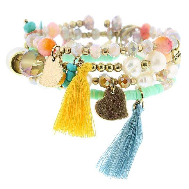 BRACELET 4 STRAPS BEADS