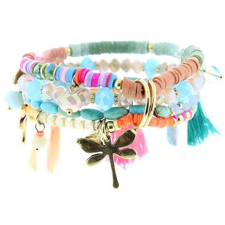 BRACELET 4 STRAPS BEADS