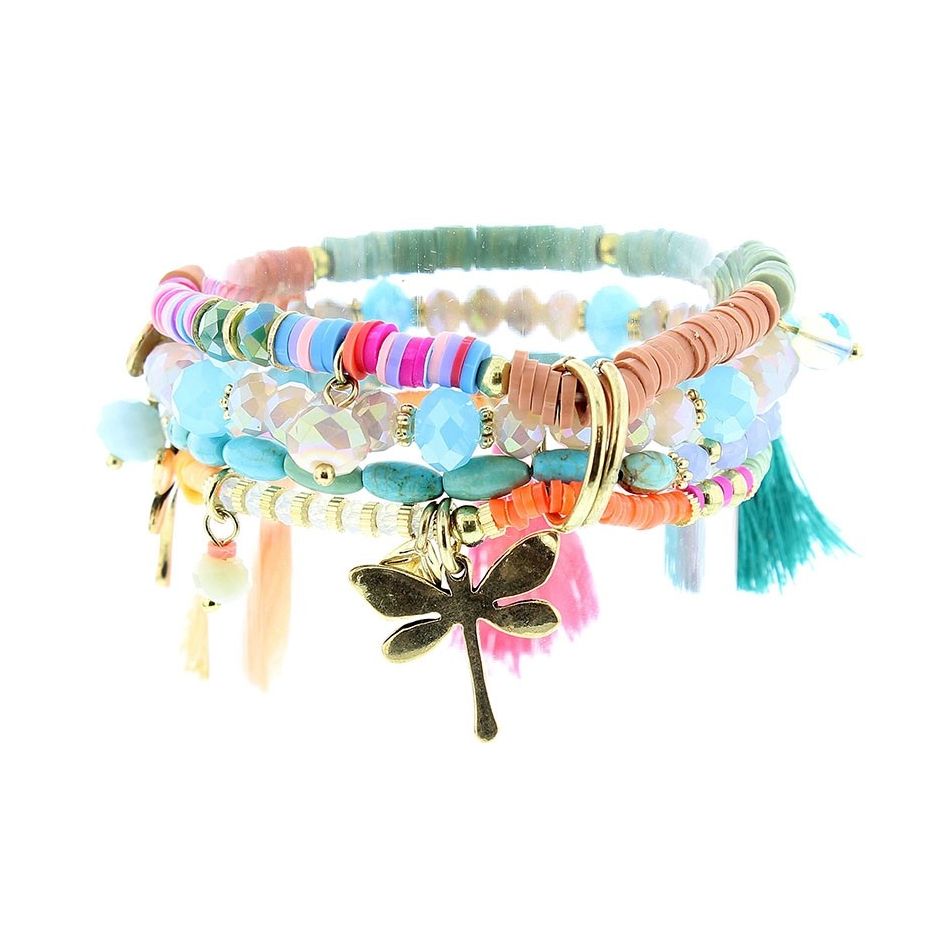 BRACELET 4 STRAPS BEADS