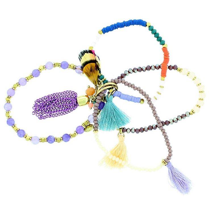 BRACELET 4 STRAPS BEADS
