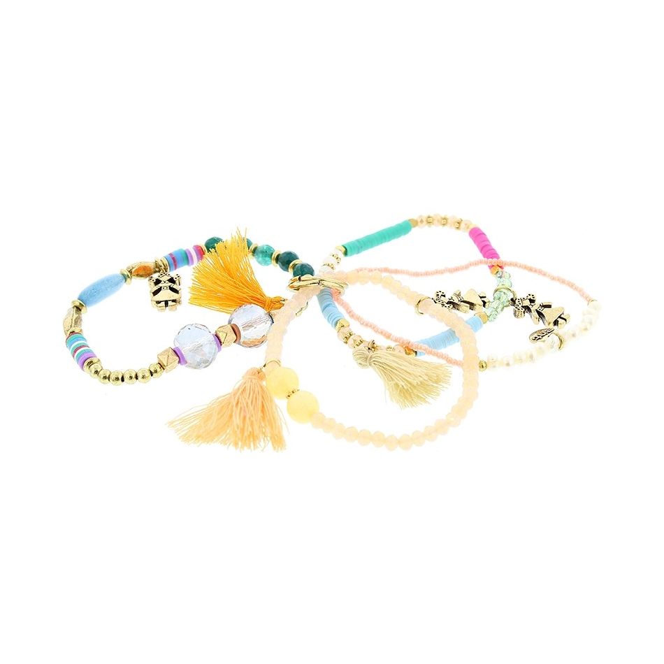 BRACELET 4 STRAPS BEADS
