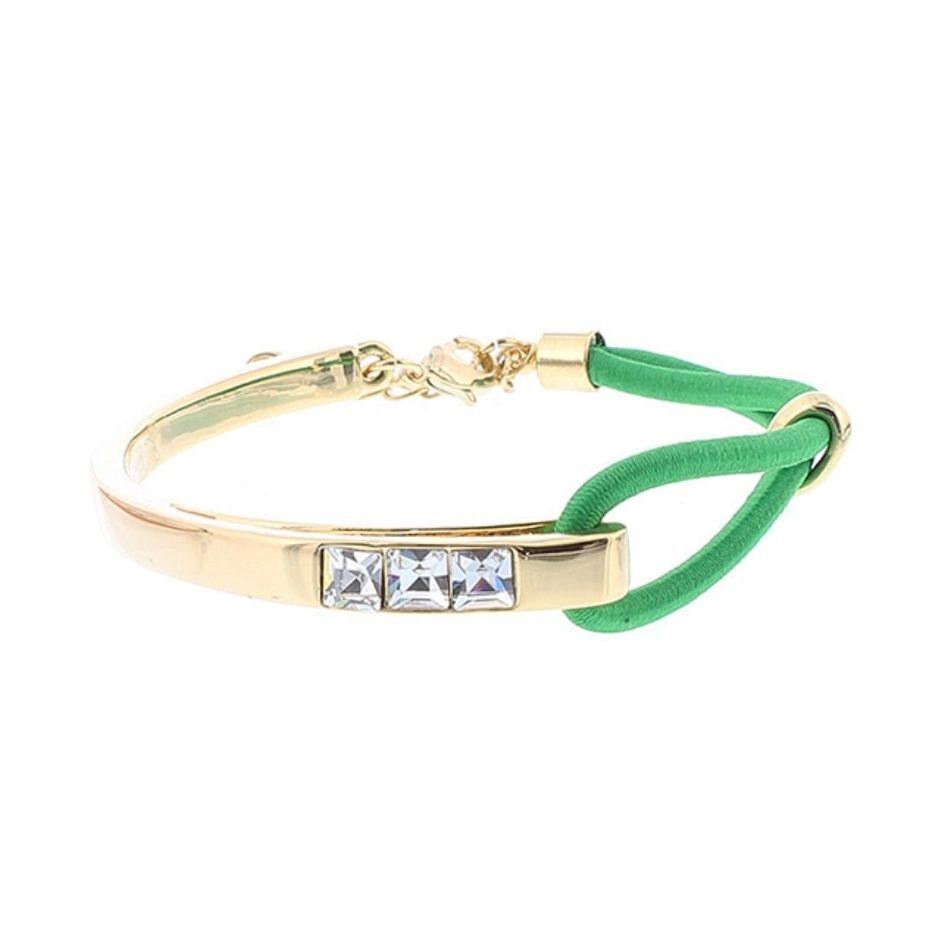 GOLD-PLATED LEATHER METAL BRACELET