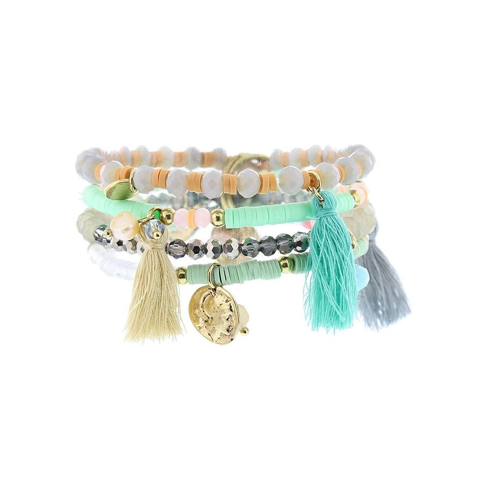 PULSERA 4 TIRAS CUENTAS