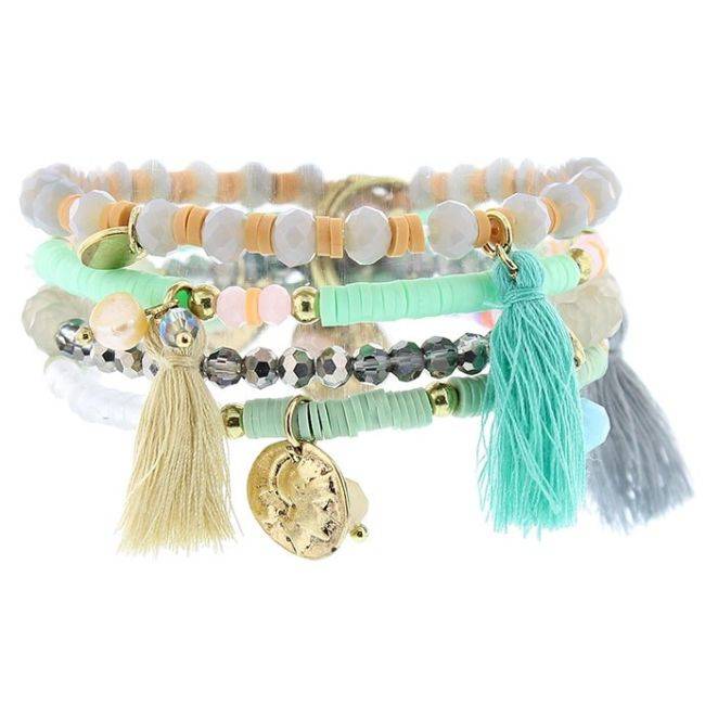 PULSERA 4 TIRAS CUENTAS