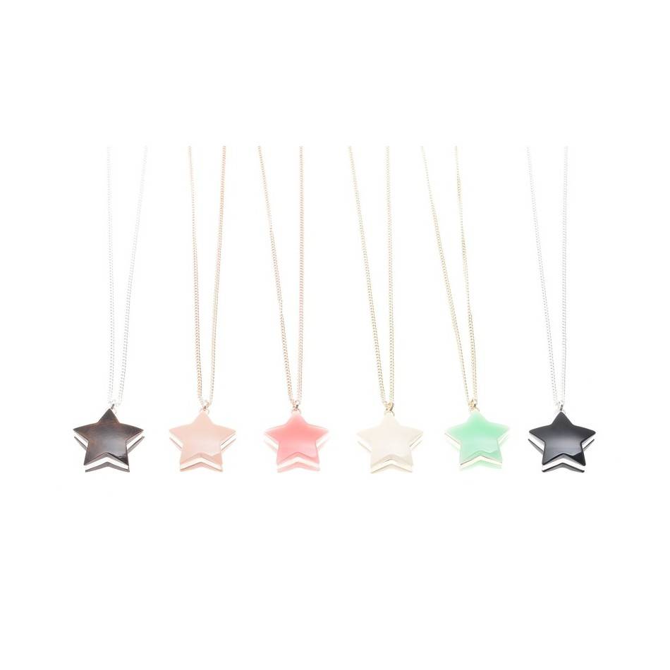 LONG PENDANT NECKLACE METAL RESIN