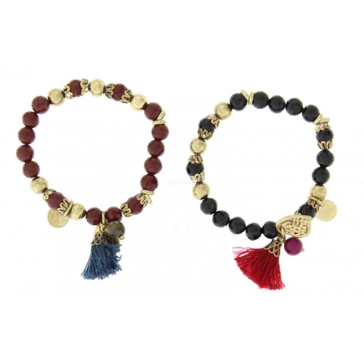 PULSERA CUENTAS METAL PIEDRAS 2