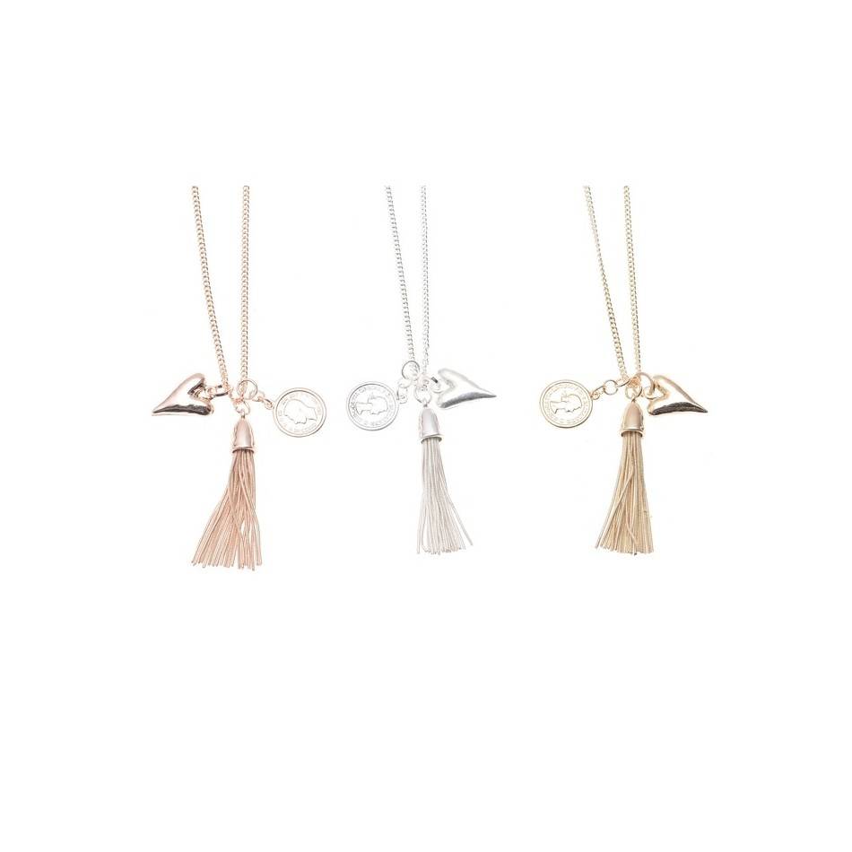 LONG PENDANT NECKLACE METAL FRINGE