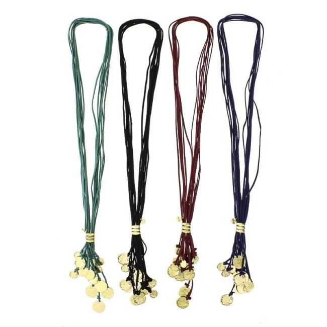 LONG SUEDE NECKLACE COLG. METAL