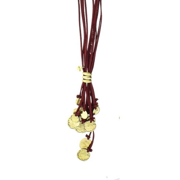 LONG SUEDE NECKLACE COLG. METAL