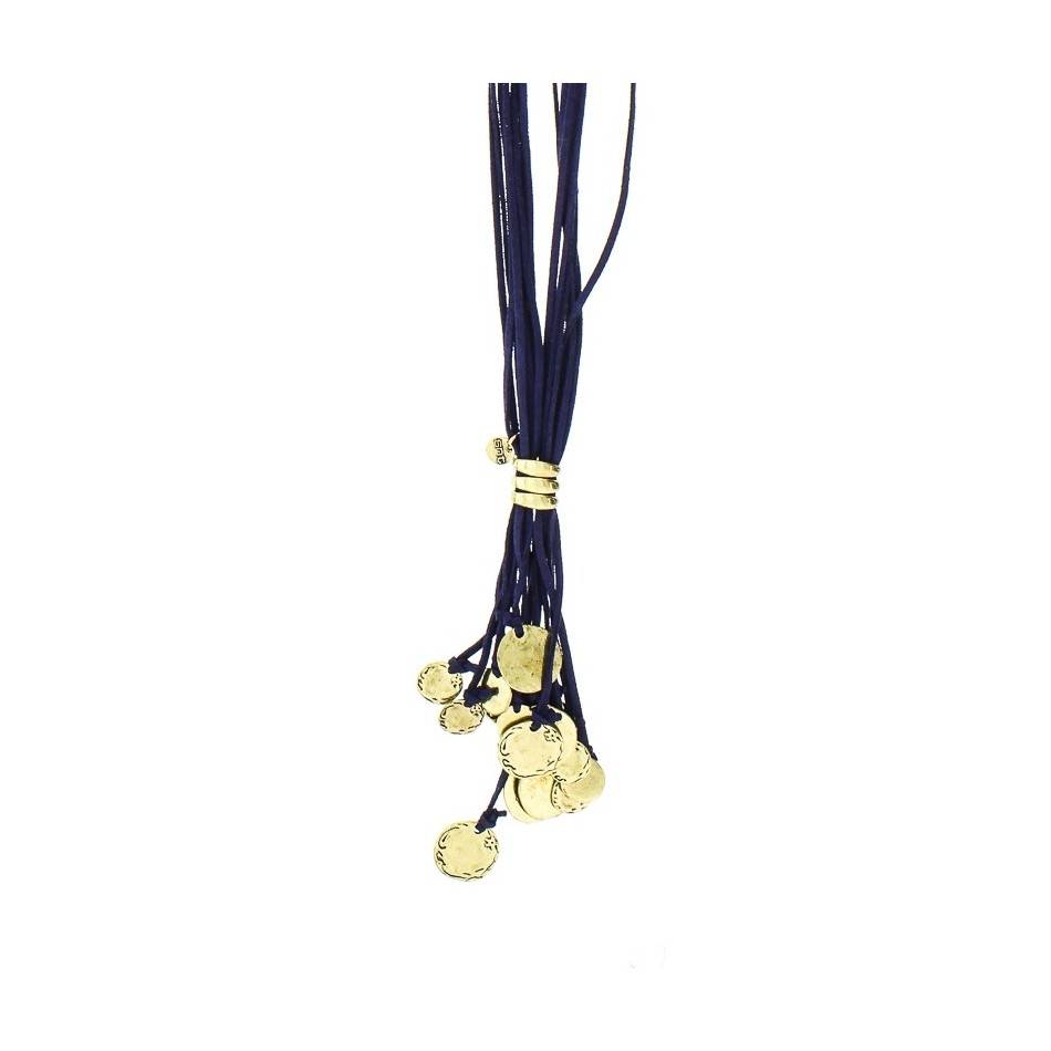 LONG SUEDE NECKLACE COLG. METAL