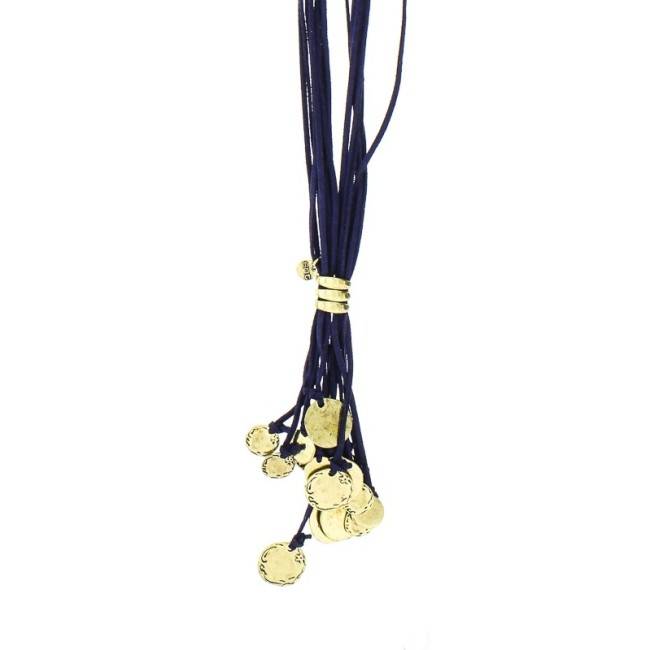 LONG SUEDE NECKLACE COLG. METAL
