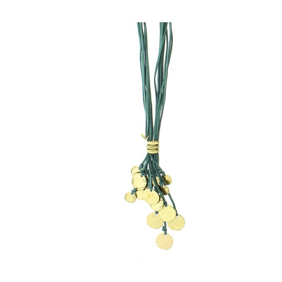 LONG SUEDE NECKLACE COLG. METAL