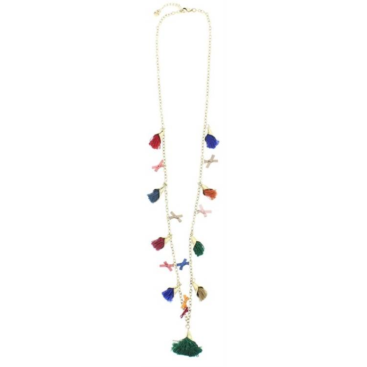 COLLAR LARGO CADENA COLGANTES FLECOS 2