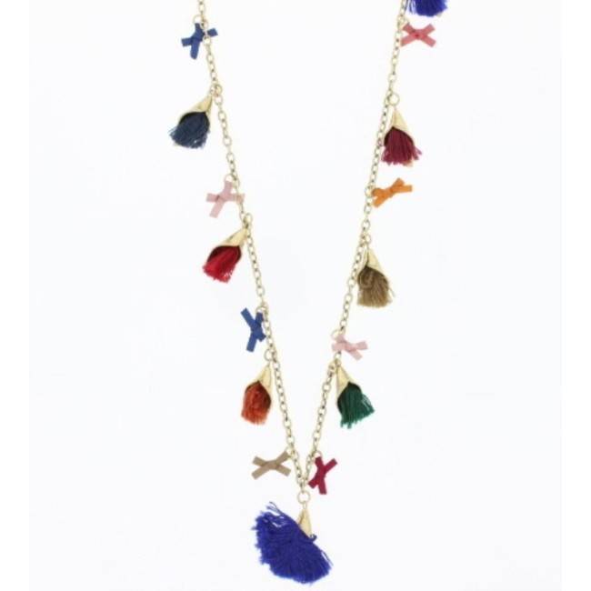 COLLAR LARGO CADENA COLGANTES FLECOS