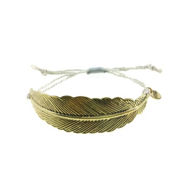 PULSERA MACRAMÉ HOJA METAL