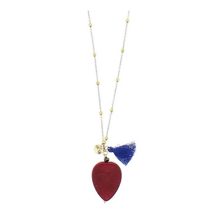 COLLAR LARGO CADENA BOLAS COLG PIEDRA