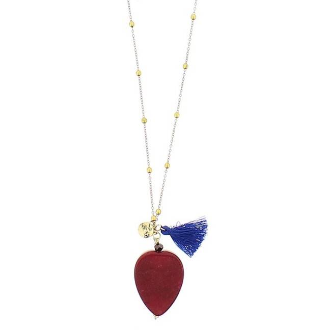 COLLAR LARGO CADENA BOLAS COLG PIEDRA