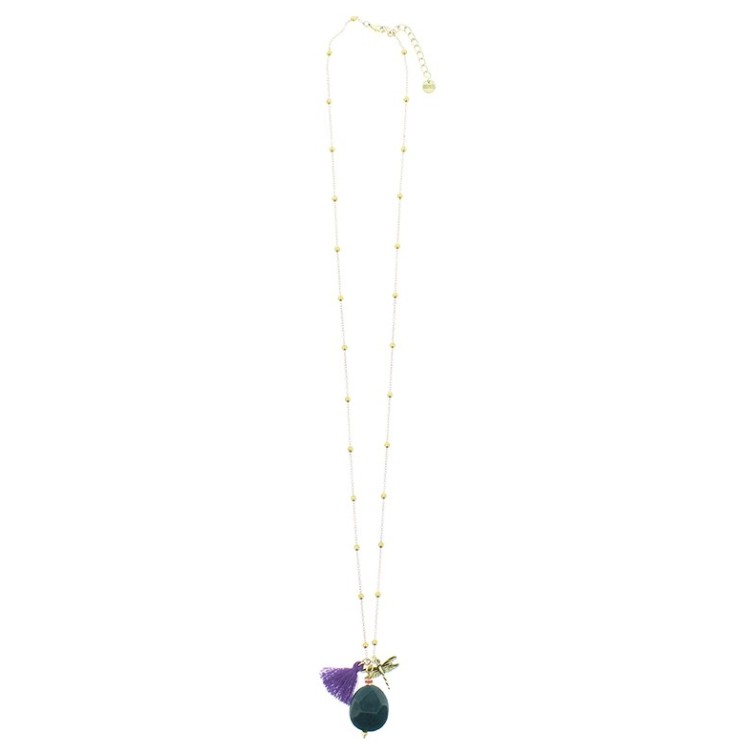 LONG STONE BALLS CHAIN NECKLACE