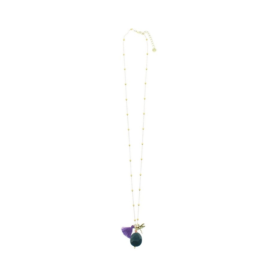 COLLAR LARGO CADENA BOLAS COLG PIEDRA