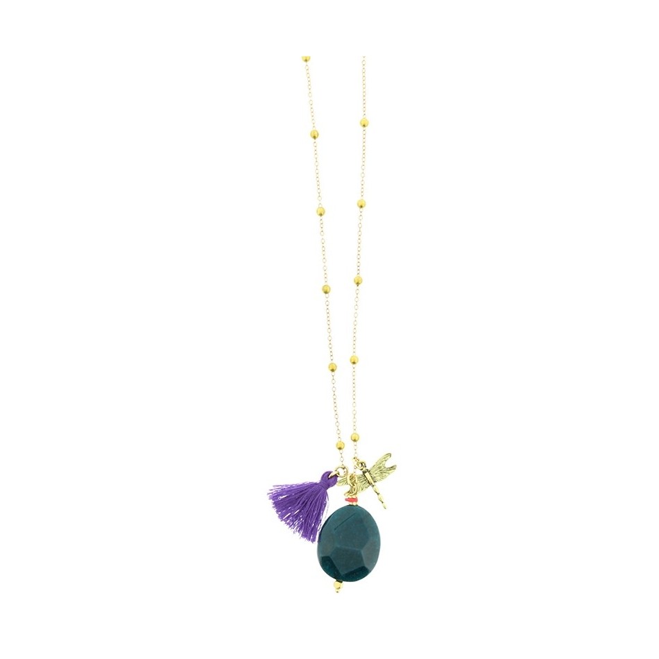 LONG STONE BALLS CHAIN NECKLACE