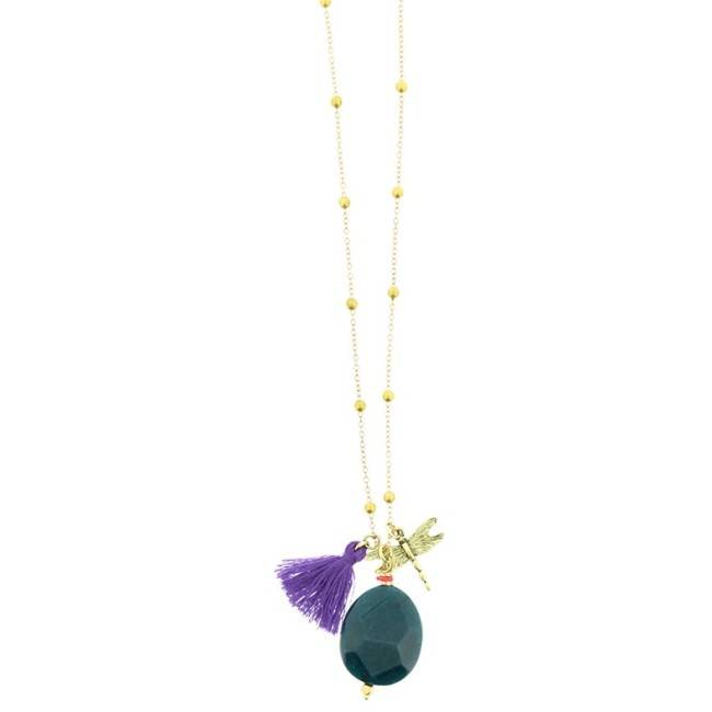 LONG STONE BALLS CHAIN NECKLACE