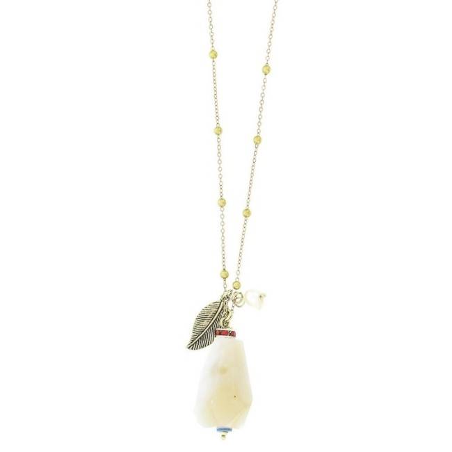 LONG PENDANT CHAIN NECKLACE STONE