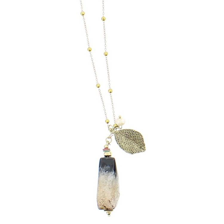 LONG NECKLACE CHAIN BALLS HANGING STONES 2