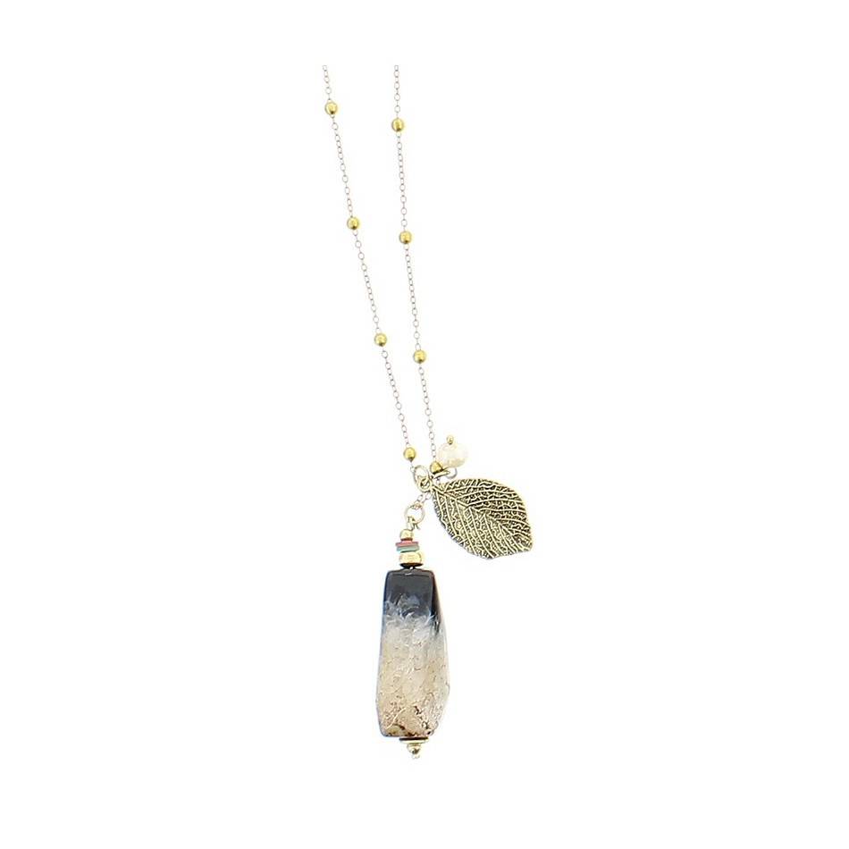 COLLAR LARGO CADENA BOLAS COLG PIEDRAS