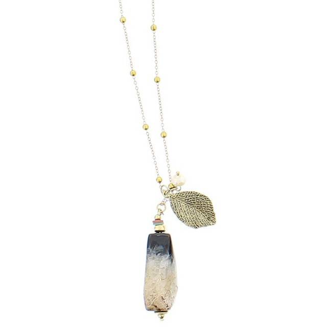 COLLAR LARGO CADENA BOLAS COLG PIEDRAS