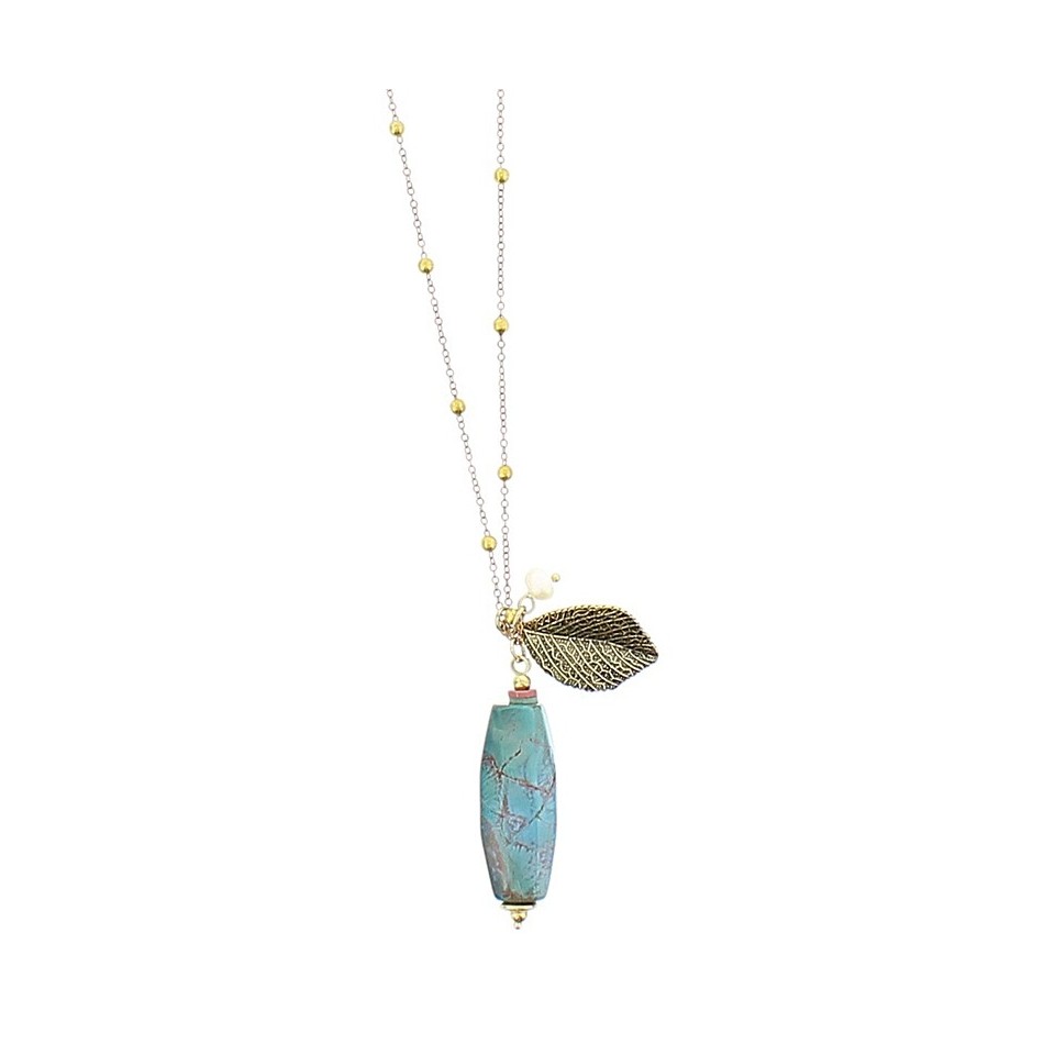 COLLAR LARGO CADENA BOLAS COLG PIEDRAS