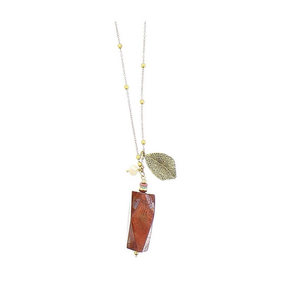 LONG NECKLACE CHAIN BALLS HANGING STONES
