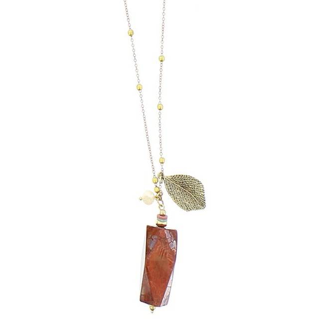 LONG NECKLACE CHAIN BALLS HANGING STONES