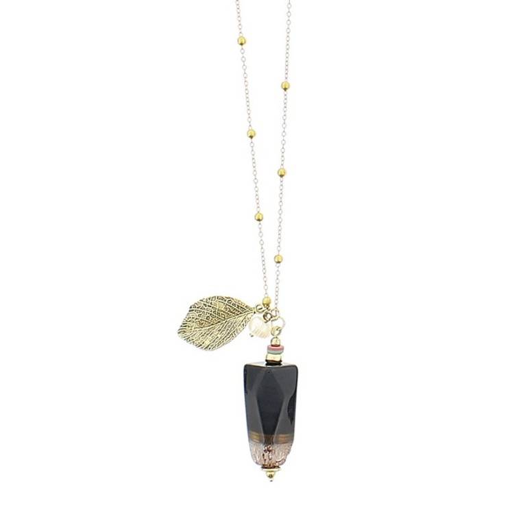 COLLAR LARGO CADENA BOLAS COLG PIEDRAS