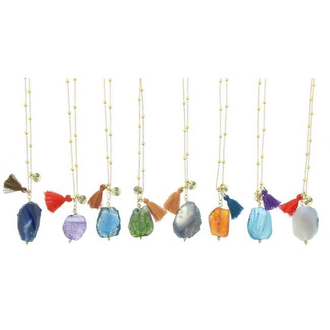 COLLAR LARGO CADENA BOLAS COLG PIEDRA