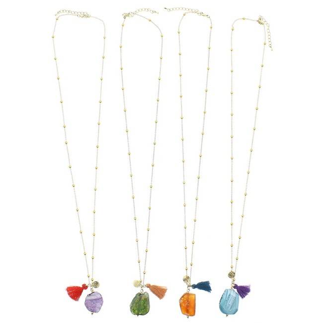 COLLAR LARGO CADENA BOLAS COLG PIEDRA