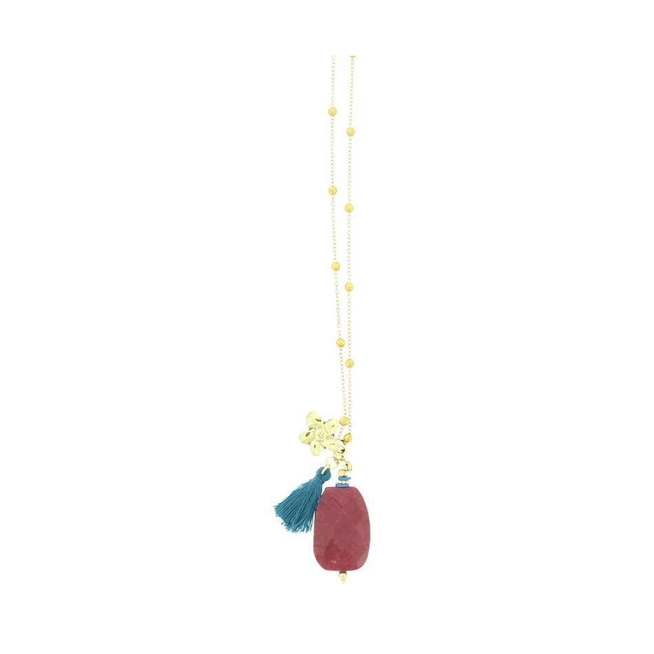 COLLAR LARGO CADENA BOLAS COLG PIEDRA