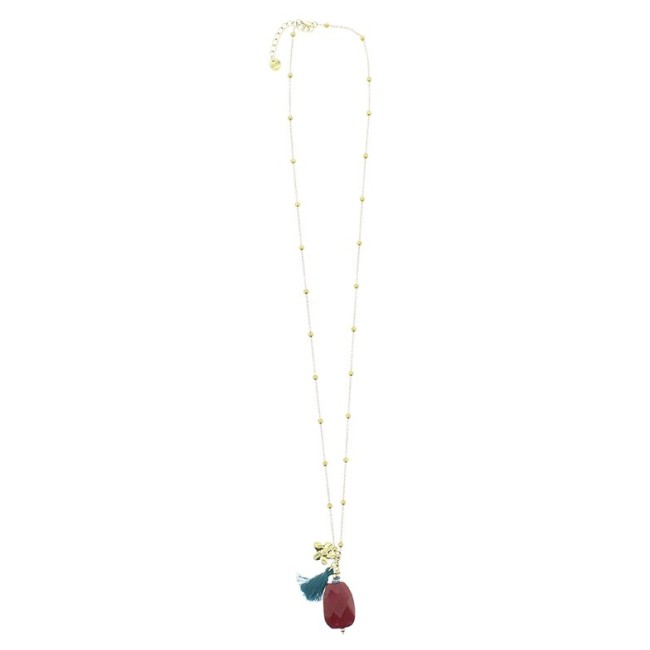 COLLAR LARGO CADENA BOLAS COLG PIEDRA