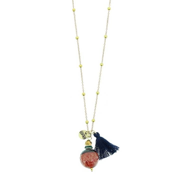 COLLAR LARGO CADENA BOLAS COLG PIEDRA