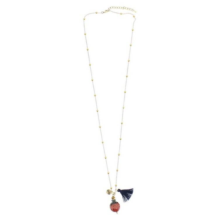 COLLAR LARGO CADENA BOLAS COLG PIEDRA 2